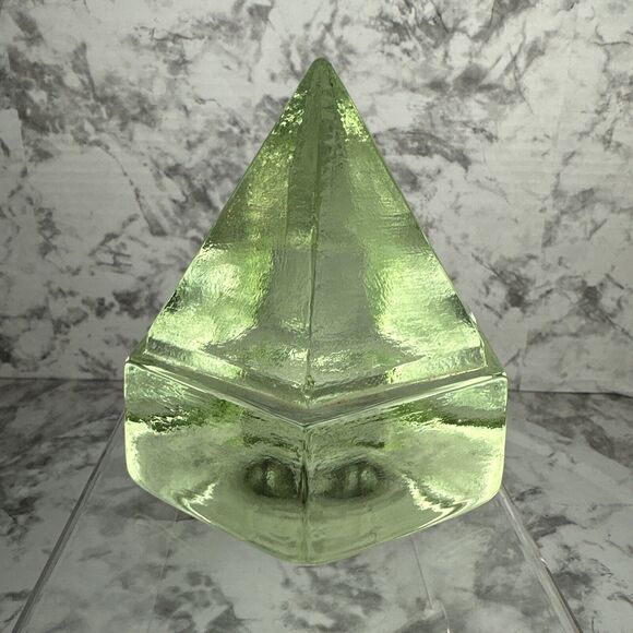 Vintage Large Ship Deck Light Prism Hexagon Pyramid Green Glass Paper Weight 4.5 - Picture 4 of 6